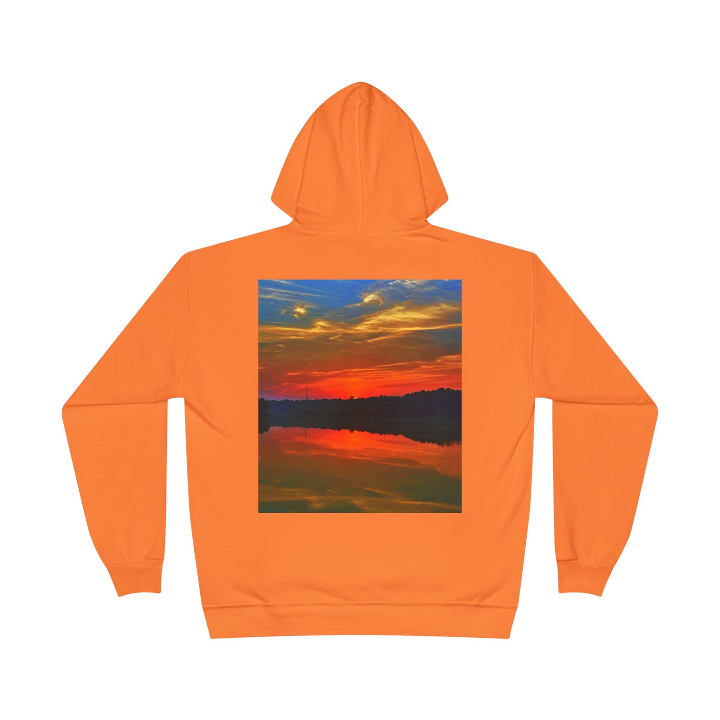 Eco-Friendly Hoodie Sweatshirt with 'Move in Silence, speak with actions' Design-Sunset Lake