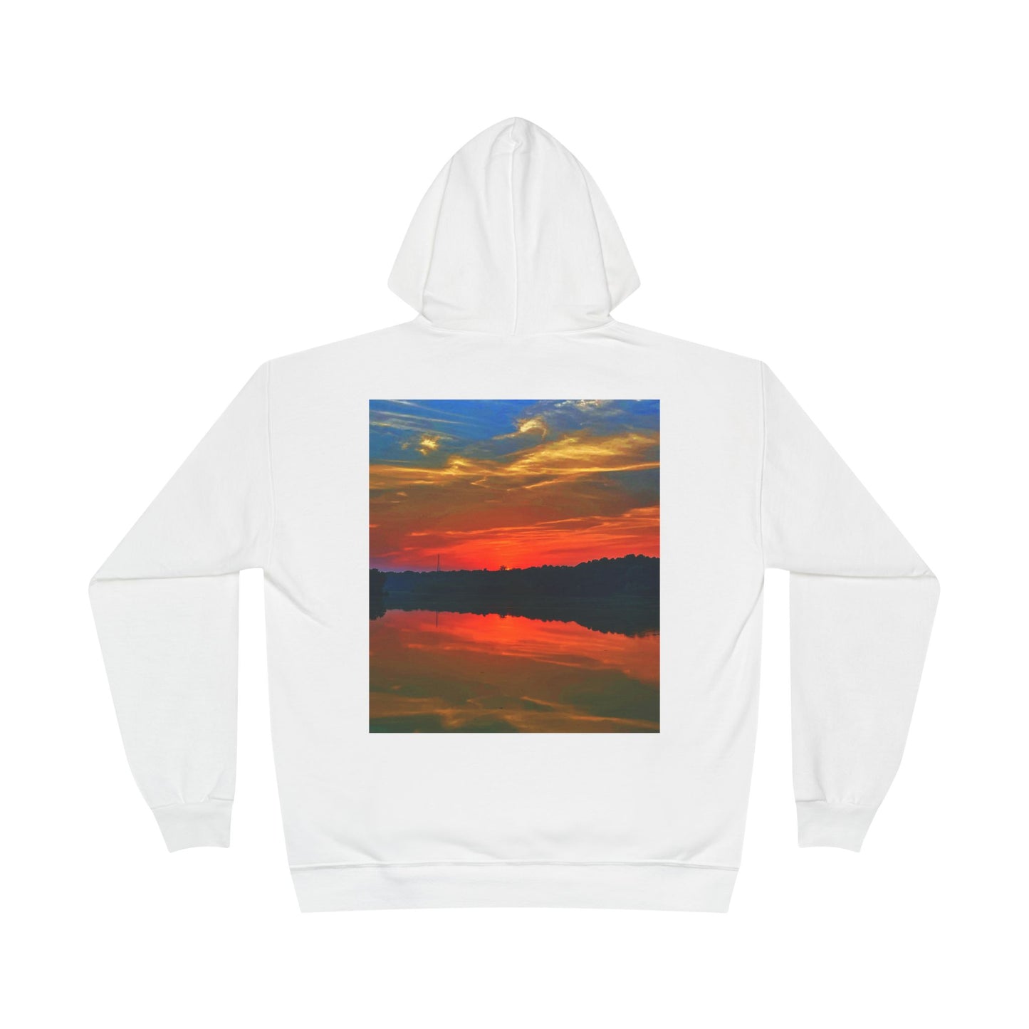 Eco-Friendly Hoodie Sweatshirt with 'Move in Silence, speak with actions' Design-Sunset Lake