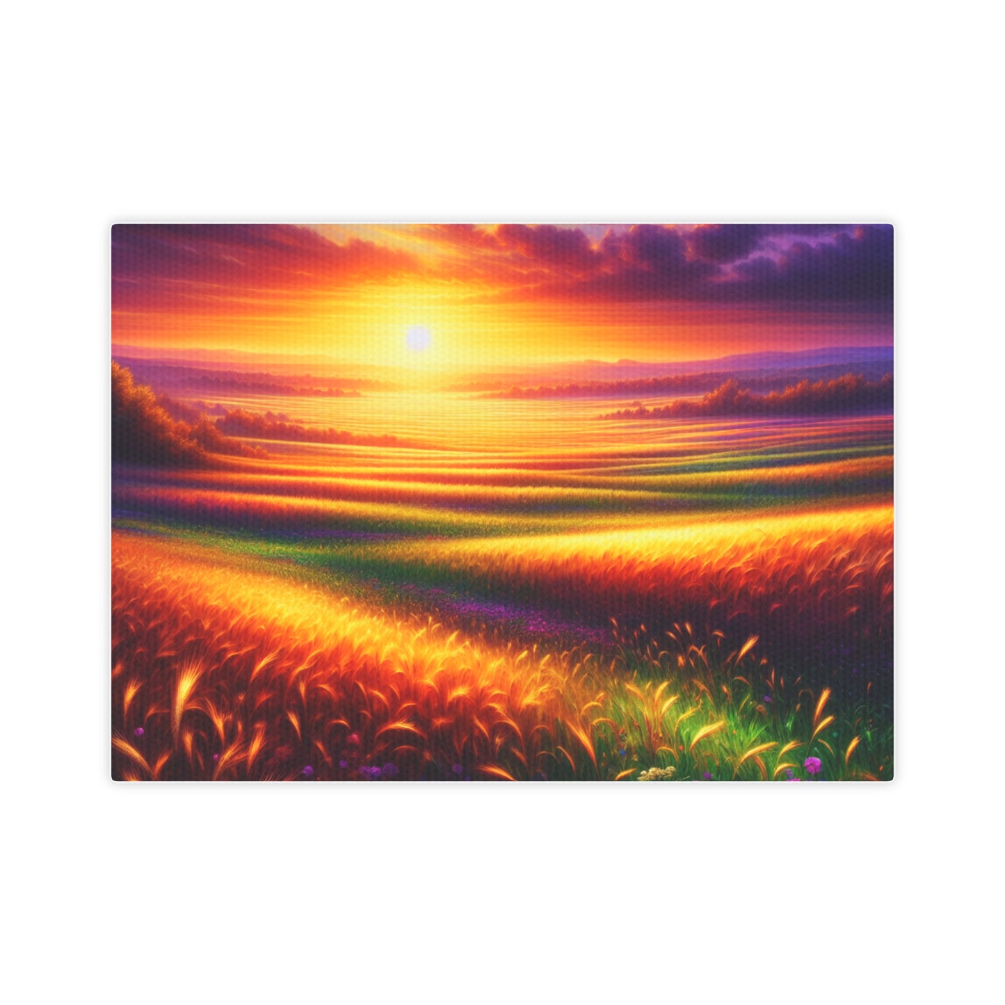 Canvas Photo Tile - Sunset Field