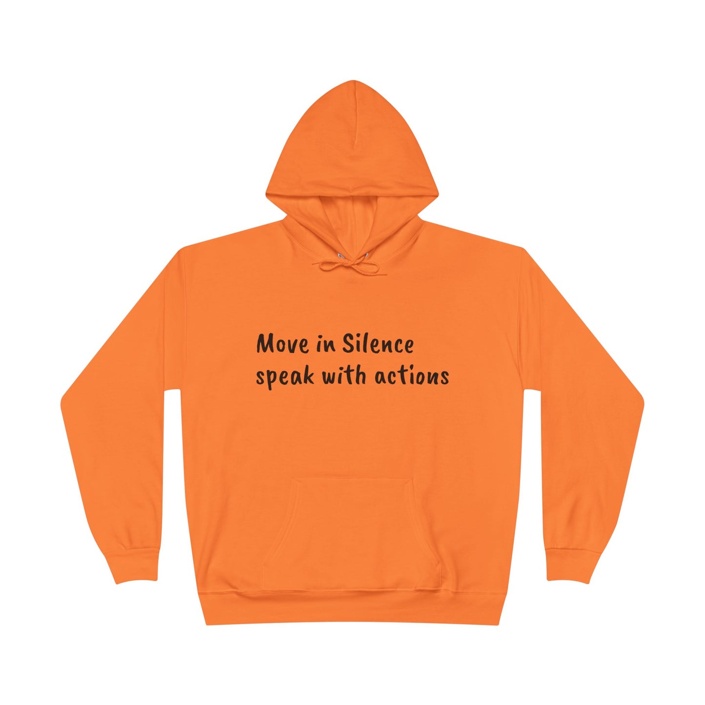 Eco-Friendly Hoodie Sweatshirt with 'Move in Silence, speak with actions' Design-Sunset Lake