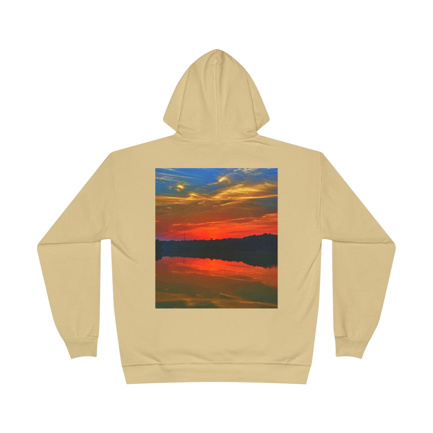 Eco-Friendly Hoodie Sweatshirt with 'Move in Silence, speak with actions' Design-Sunset Lake