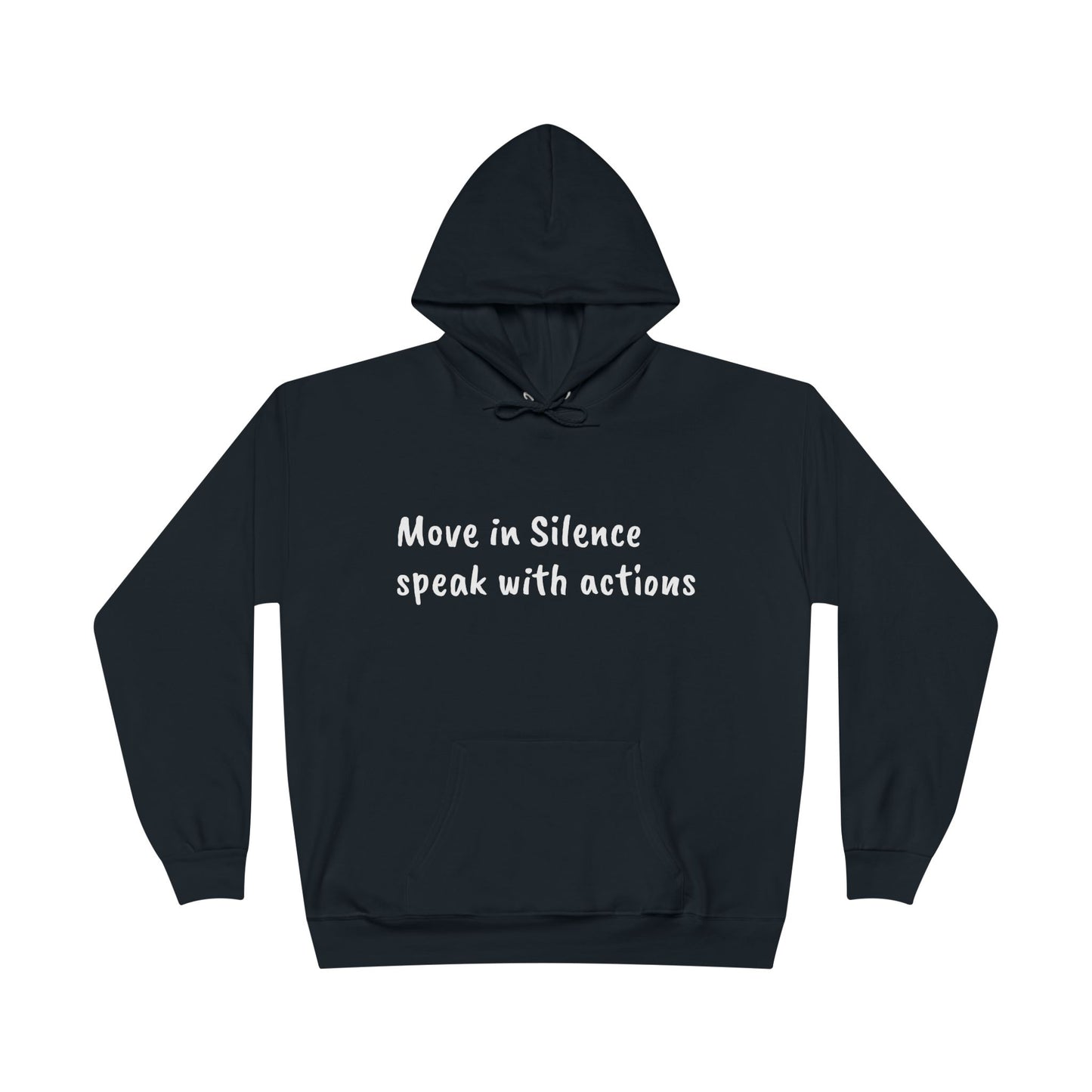 Eco-Friendly Hoodie Sweatshirt with 'Move in Silence, speak with actions' Design-Sunset Lake