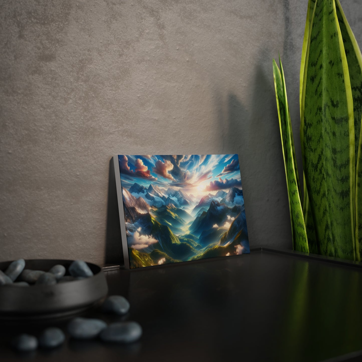 Canvas Photo Tile - Mountain Painting Wall Decor