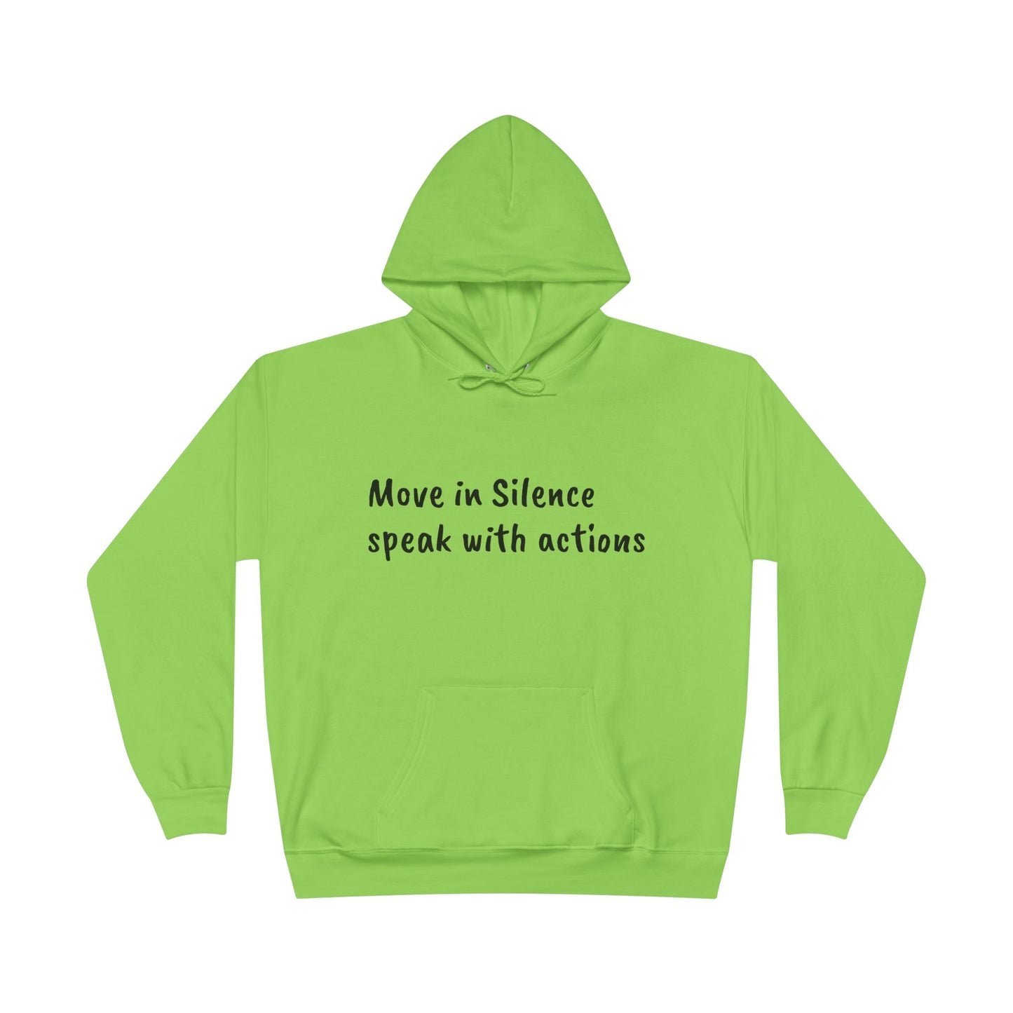 Eco-Friendly Hoodie Sweatshirt with 'Move in Silence, speak with actions' Design-Sunset Lake