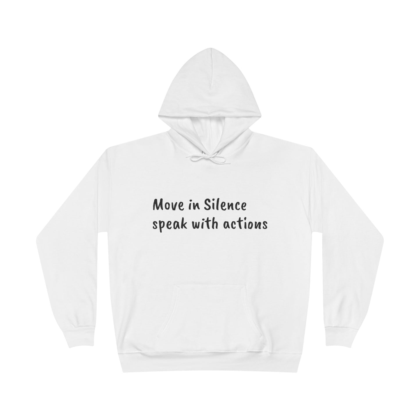 Eco-Friendly Hoodie Sweatshirt with 'Move in Silence, speak with actions' Design-Sunset Lake