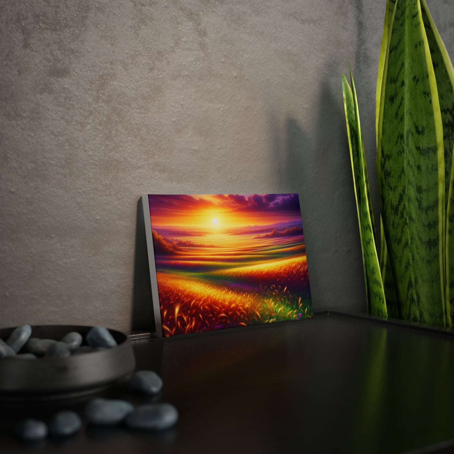 Canvas Photo Tile - Sunset Field