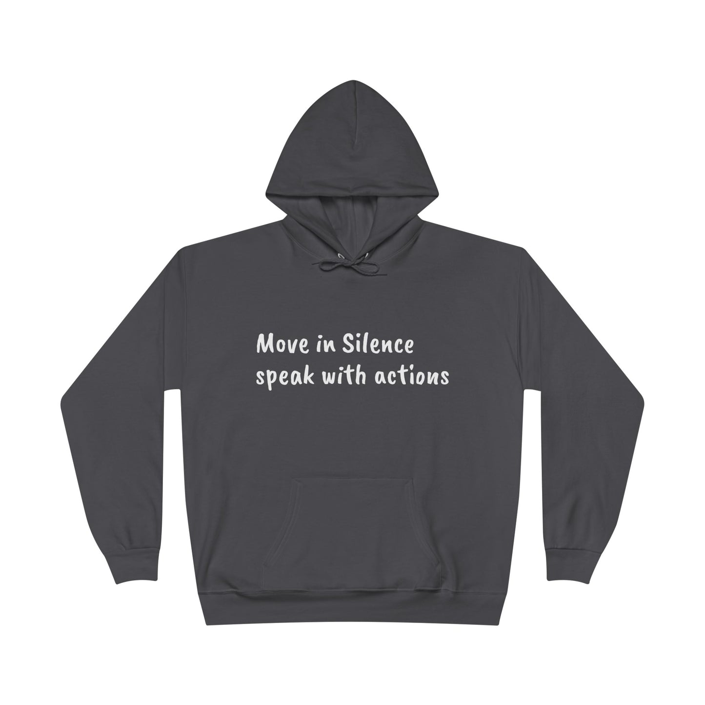 Eco-Friendly Hoodie Sweatshirt with 'Move in Silence, speak with actions' Design-Sunset Lake