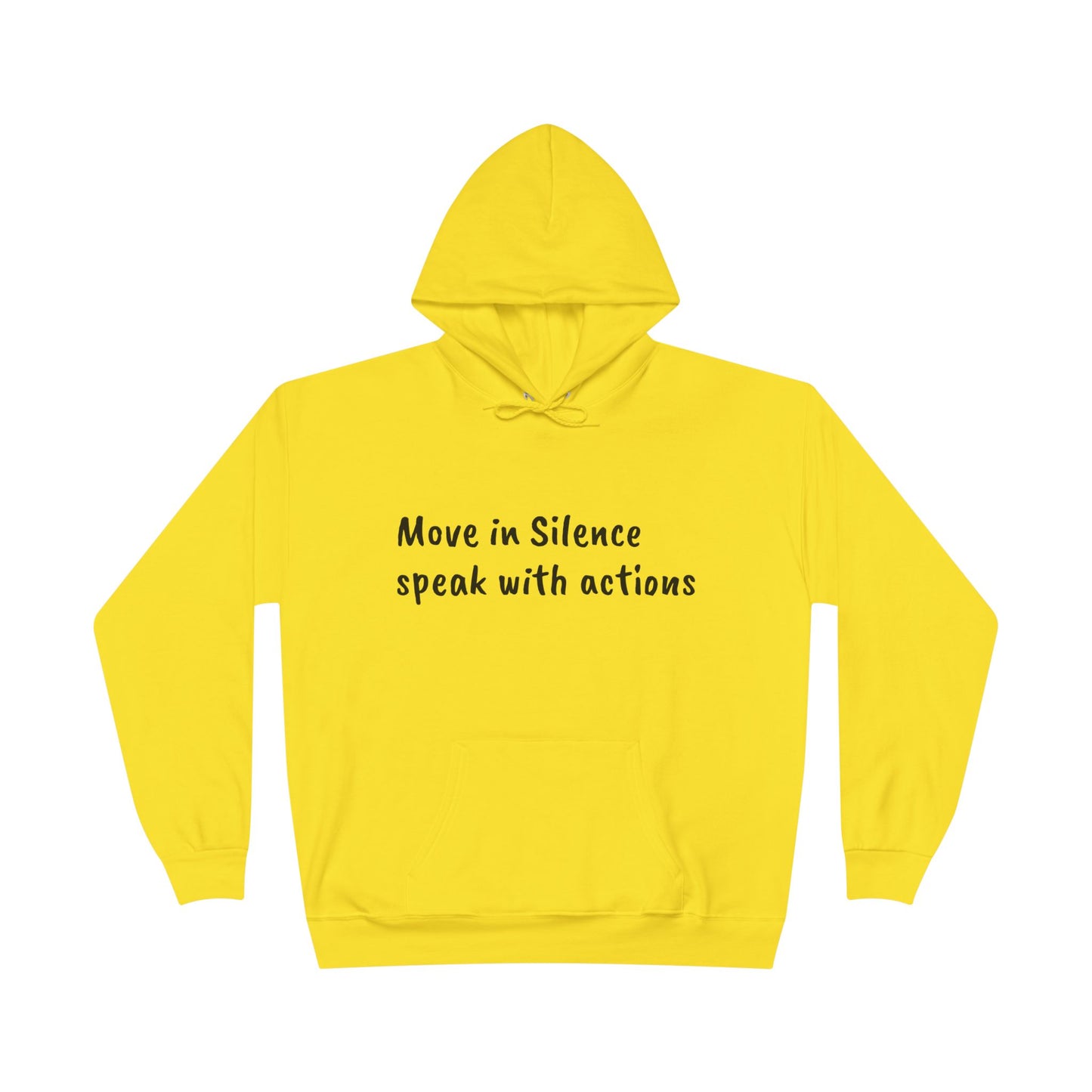 Eco-Friendly Hoodie Sweatshirt with 'Move in Silence, speak with actions' Design-Sunset Lake