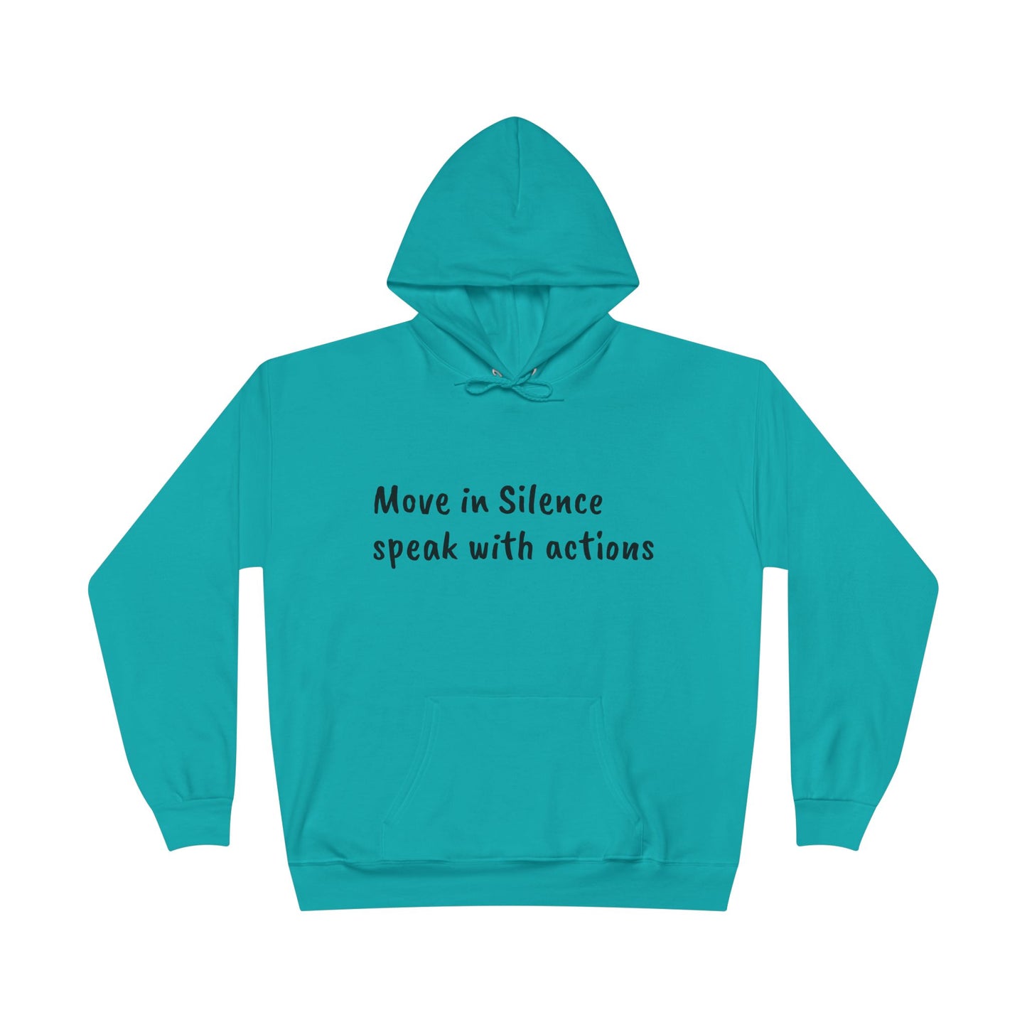 Eco-Friendly Hoodie Sweatshirt with 'Move in Silence, speak with actions' Design-Sunset Lake