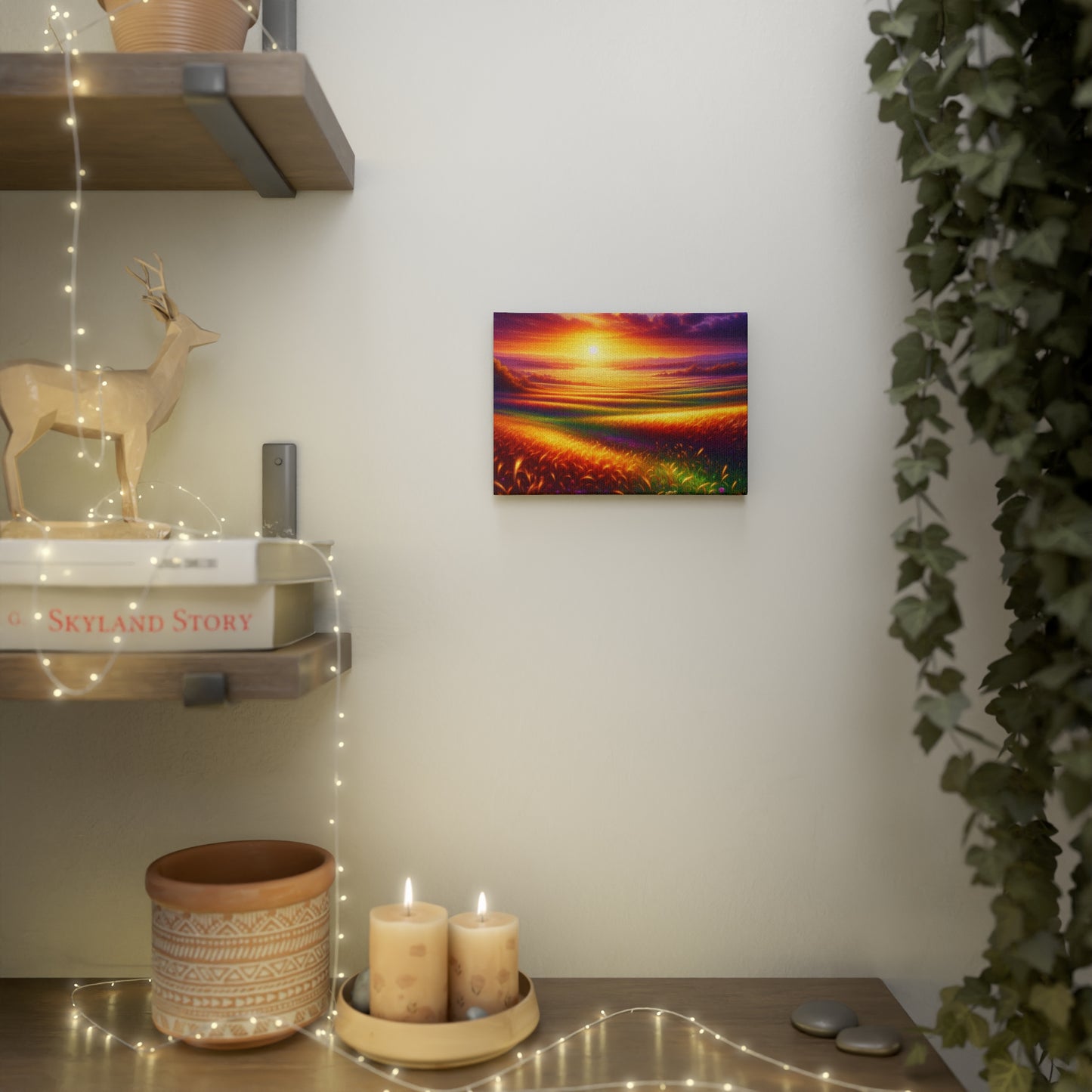 Canvas Photo Tile - Sunset Field