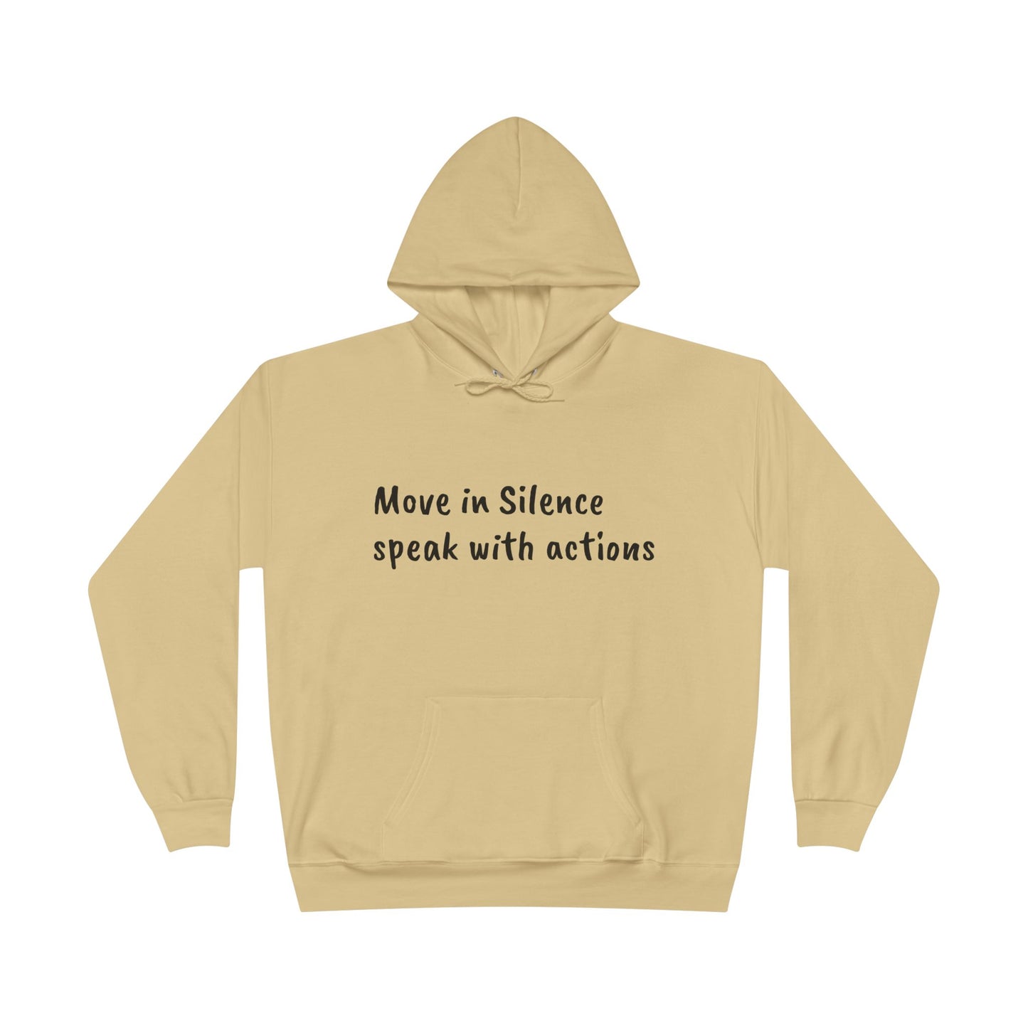 Eco-Friendly Hoodie Sweatshirt with 'Move in Silence, speak with actions' Design-Sunset Lake